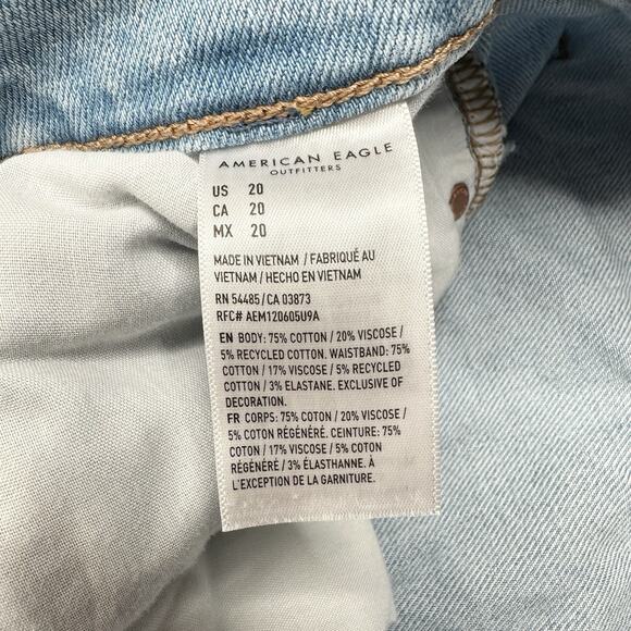 American Eagle Shorts 20 90s Boyfriend Bermuda Blue Denim Distressed Grunge - Picture 9 of 9